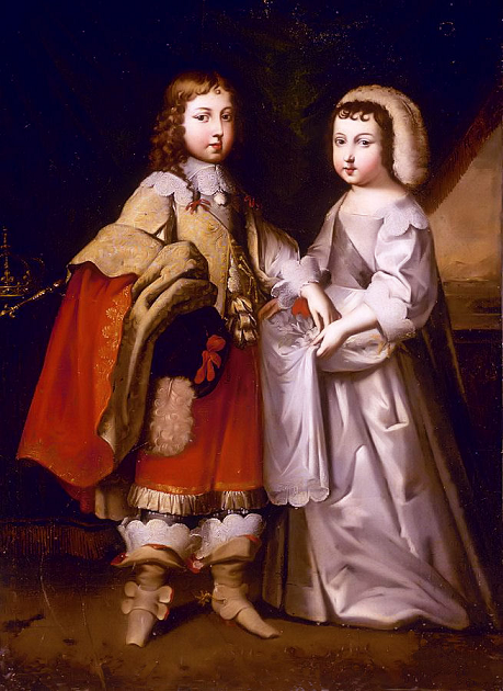 Philippe de France en robe avec son frère Louis XIV